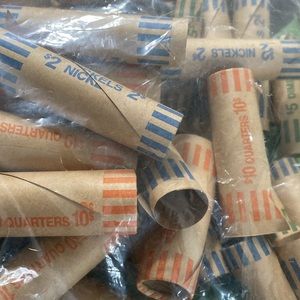 Staples, assorted coin, wrappers, clothes, and tube design 42 wrappers